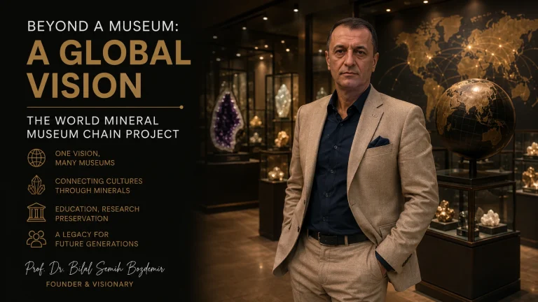 Küresel mineral müzesi ağı: Kültür, bilim ve yerel hafıza. Bilal Semih Bozdemir ve küresel mineral müzesi ağı konulu özel dosya görseli.